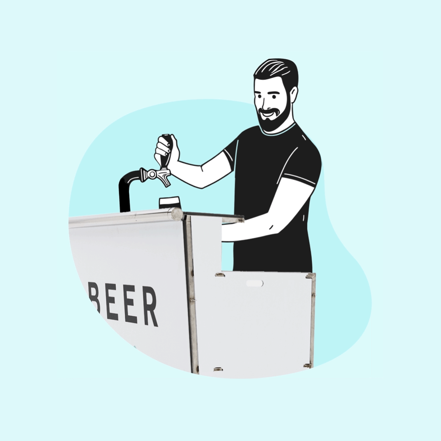 Gif: Man pouring beer from an Eventright portable bar.