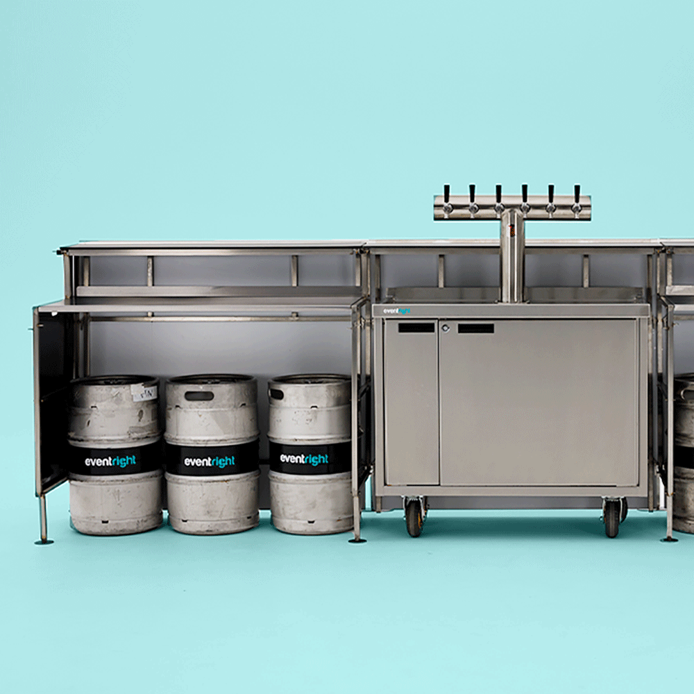 Gif: A look behind Eventright's portable bars. Stainless steel shelving, storage, and more.