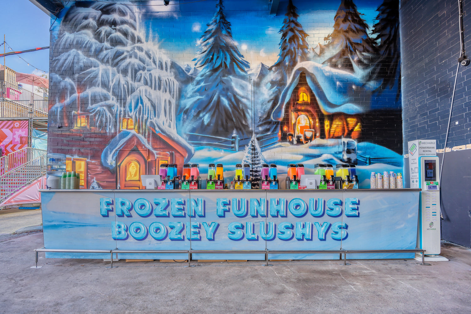 Eventright portable bar customisation: Frozen Funhouse Boozey Slushys
