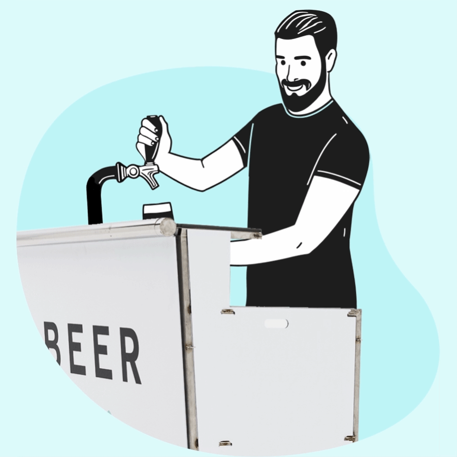 Gif: Man pouring beer from an Eventright portable bar.